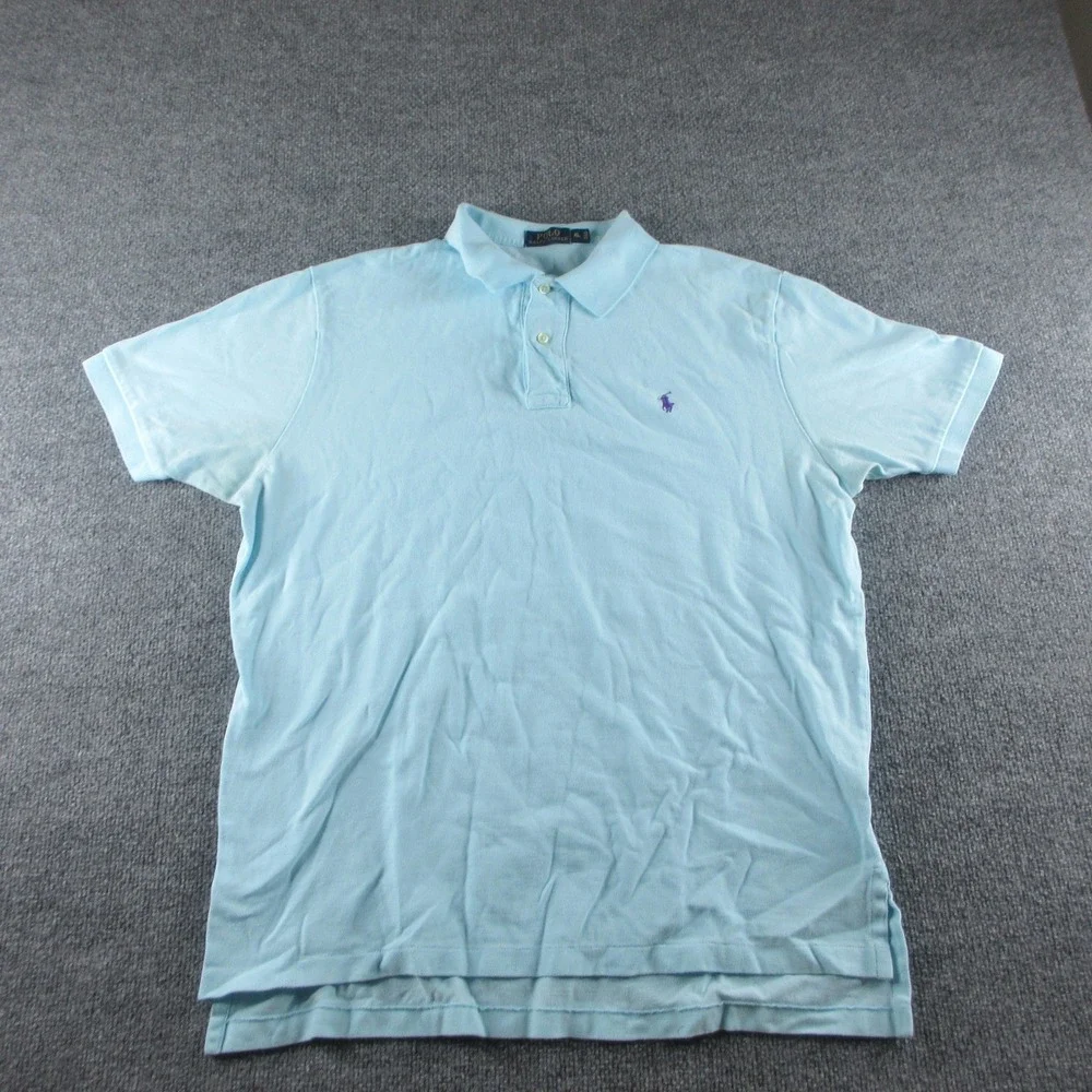Polo Ralph Lauren Polo Shirt Mens XL Blue Short Sleeve Cotton Pony Logo Flaw